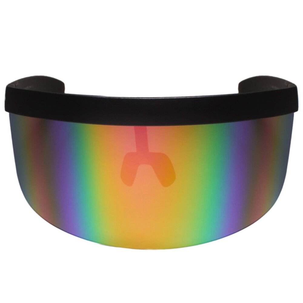 Exaggerated Oversized Mono Mirrored Lens Futuristic Visor Shield Sunglasses